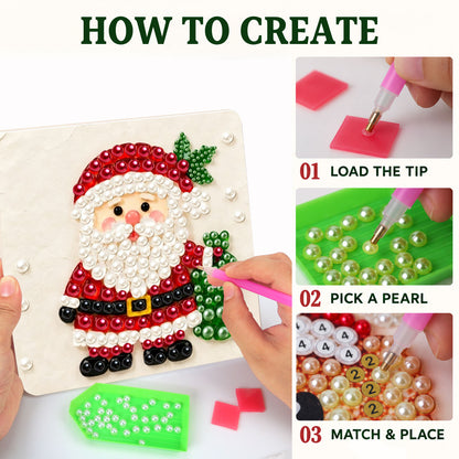 Santa Toting a Green Sack (Pearl Painting Easel Kit)