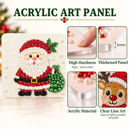 Santa Toting a Green Sack (Pearl Painting Easel Kit)