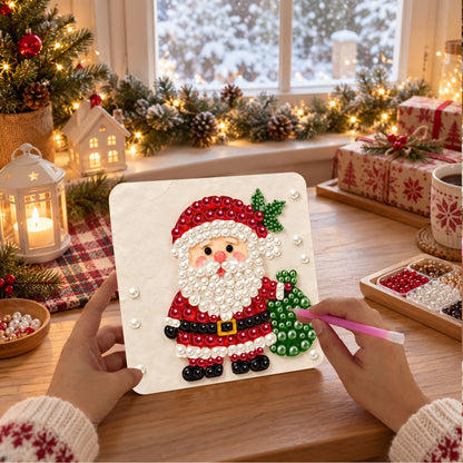 Santa Toting a Green Sack (Pearl Painting Easel Kit)