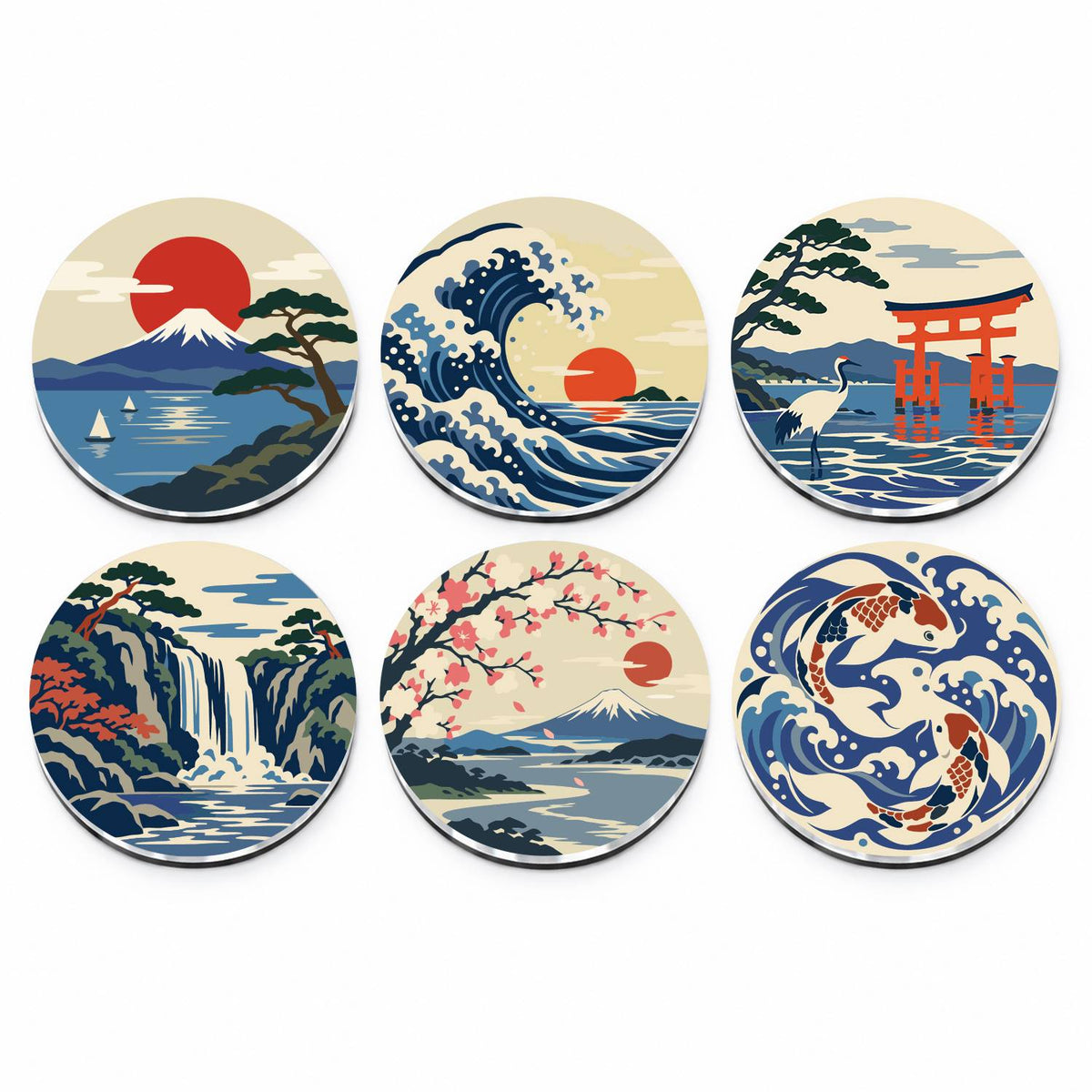 Japanese Waves and Landscapes (Fridge Magnets)