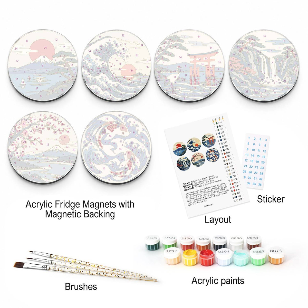 Japanese Waves and Landscapes (Fridge Magnets)
