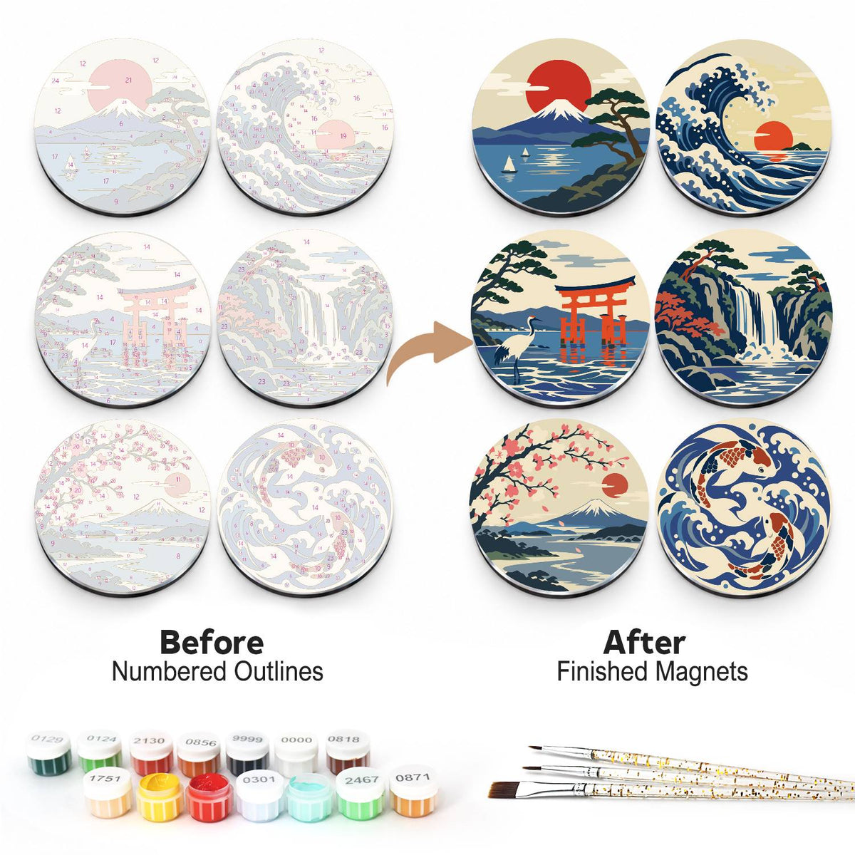 Japanese Waves and Landscapes (Fridge Magnets)