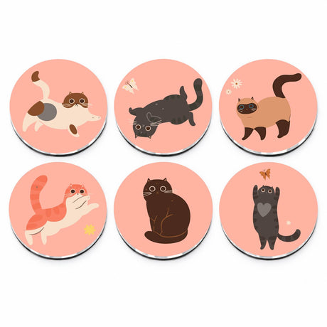 Cats on Pink (Fridge Magnets)
