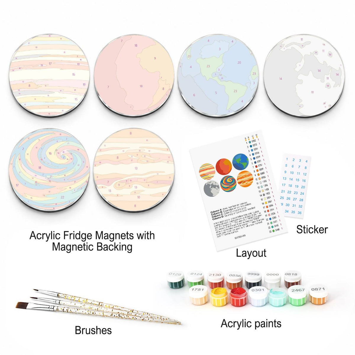 Colourful Planets (Fridge Magnets)