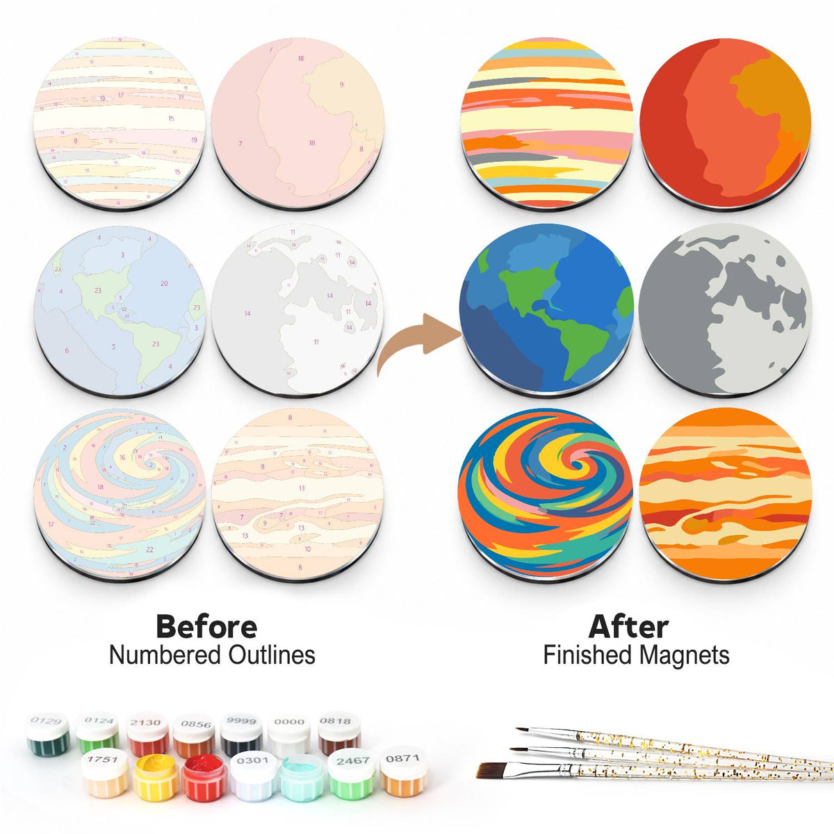 Colourful Planets (Fridge Magnets)