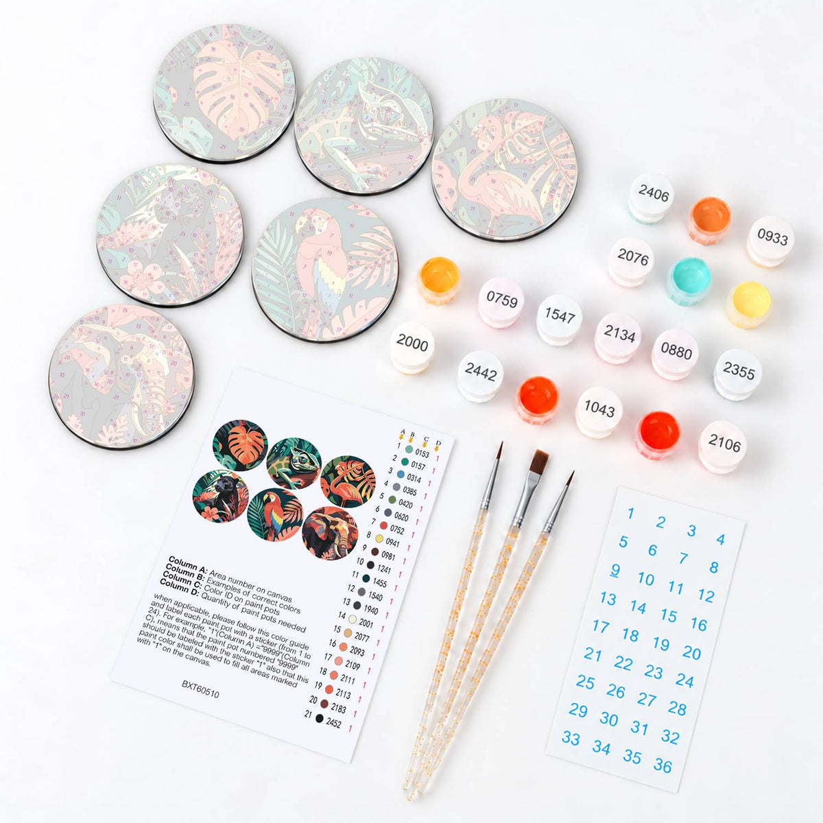Tropical Leaves and Wildlife (Fridge Magnets)