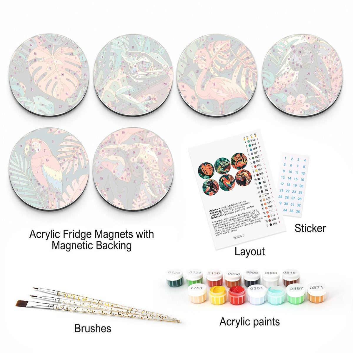 Tropical Leaves and Wildlife (Fridge Magnets)
