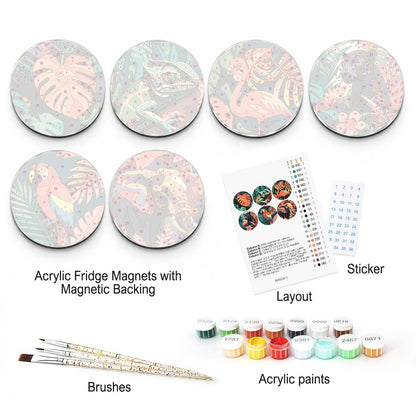 Tropical Leaves and Wildlife (Fridge Magnets)