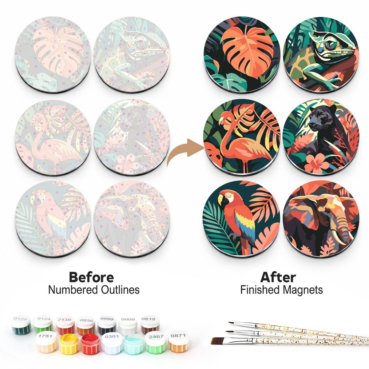 Tropical Leaves and Wildlife (Fridge Magnets)