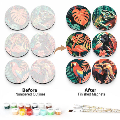 Tropical Leaves and Wildlife (Fridge Magnets)