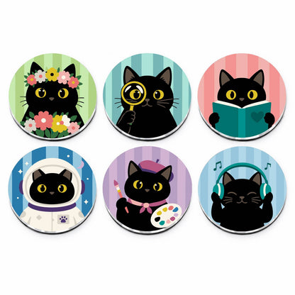 Mystical Black Cats (Fridge Magnets)