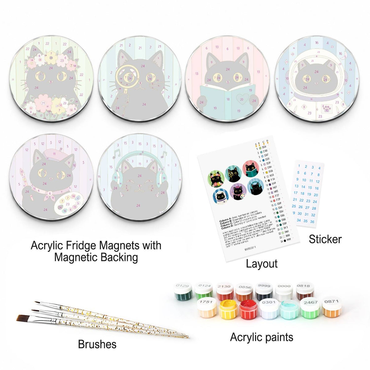Mystical Black Cats (Fridge Magnets)