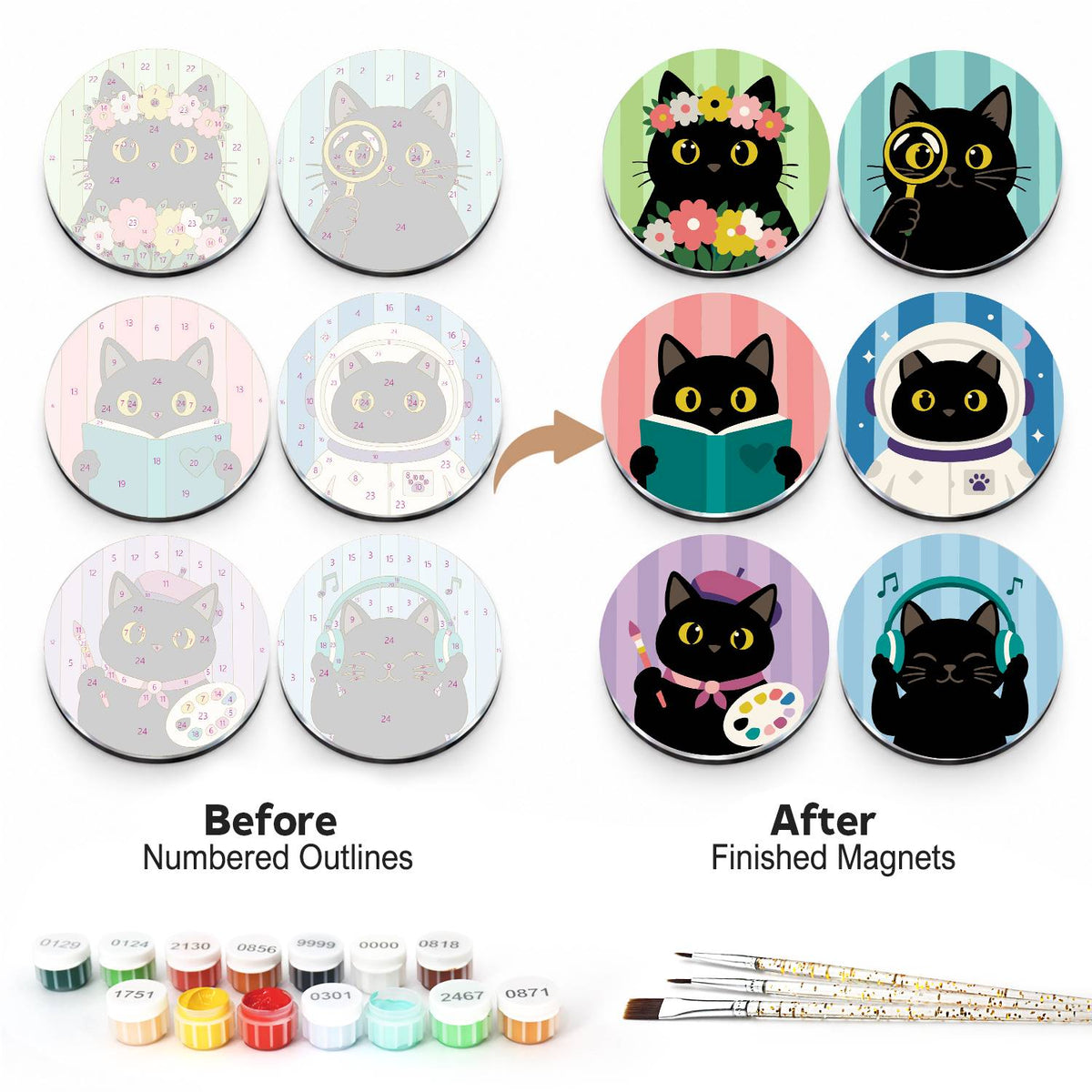 Mystical Black Cats (Fridge Magnets)