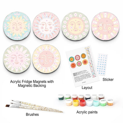 Colourful Sun Faces (Fridge Magnets)