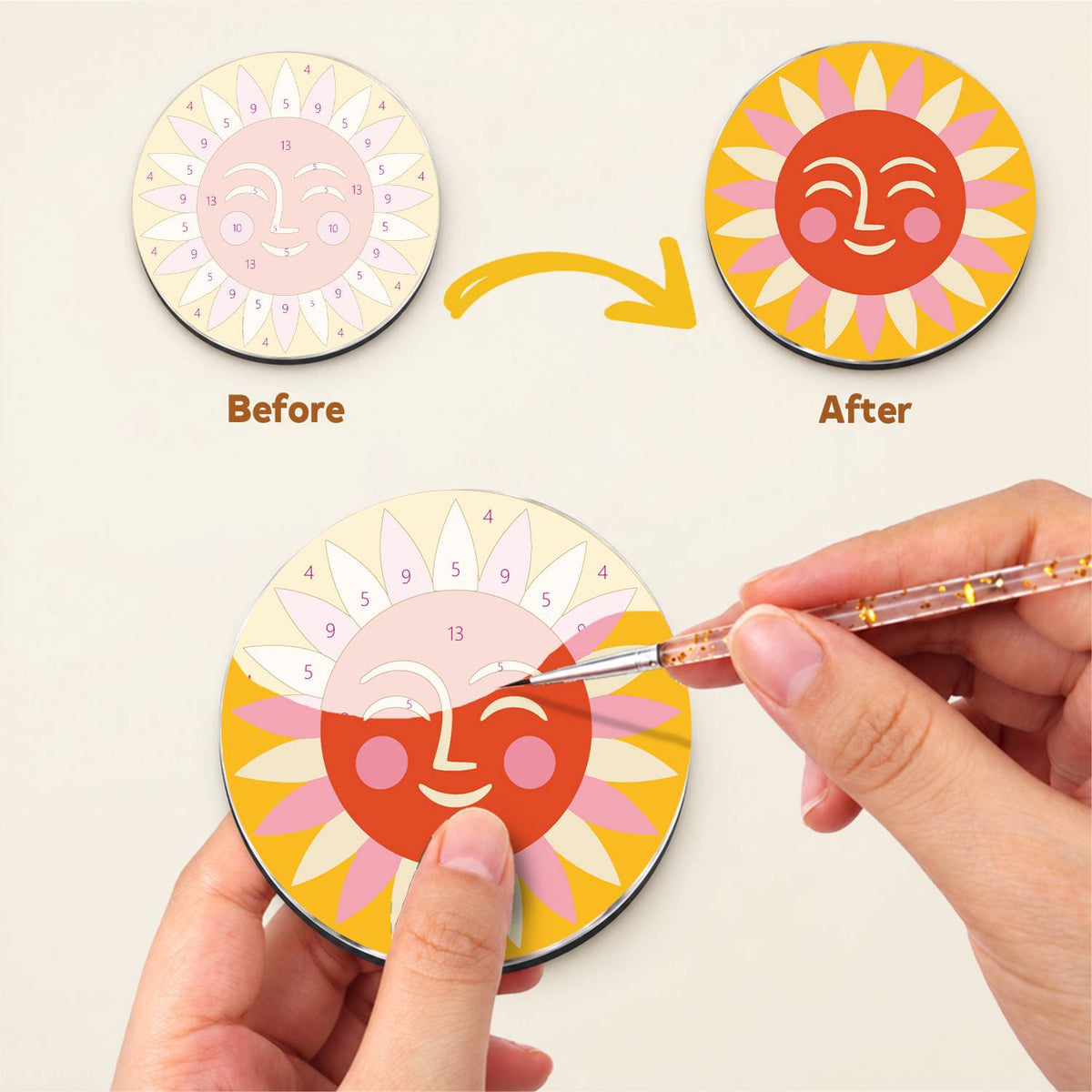 Colourful Sun Faces (Fridge Magnets)