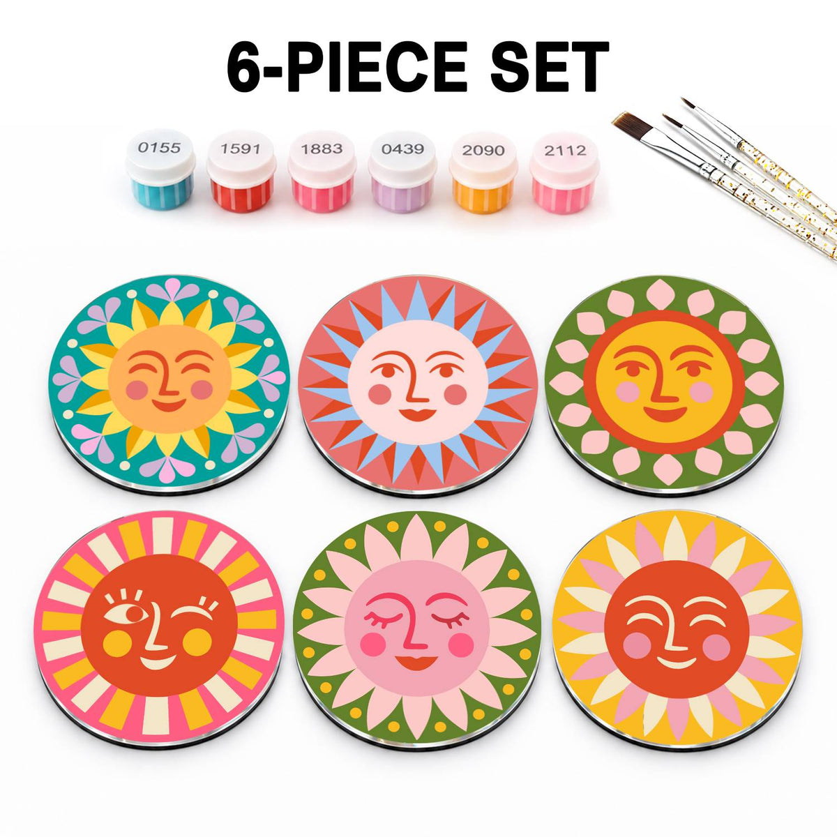 Colourful Sun Faces (Fridge Magnets)