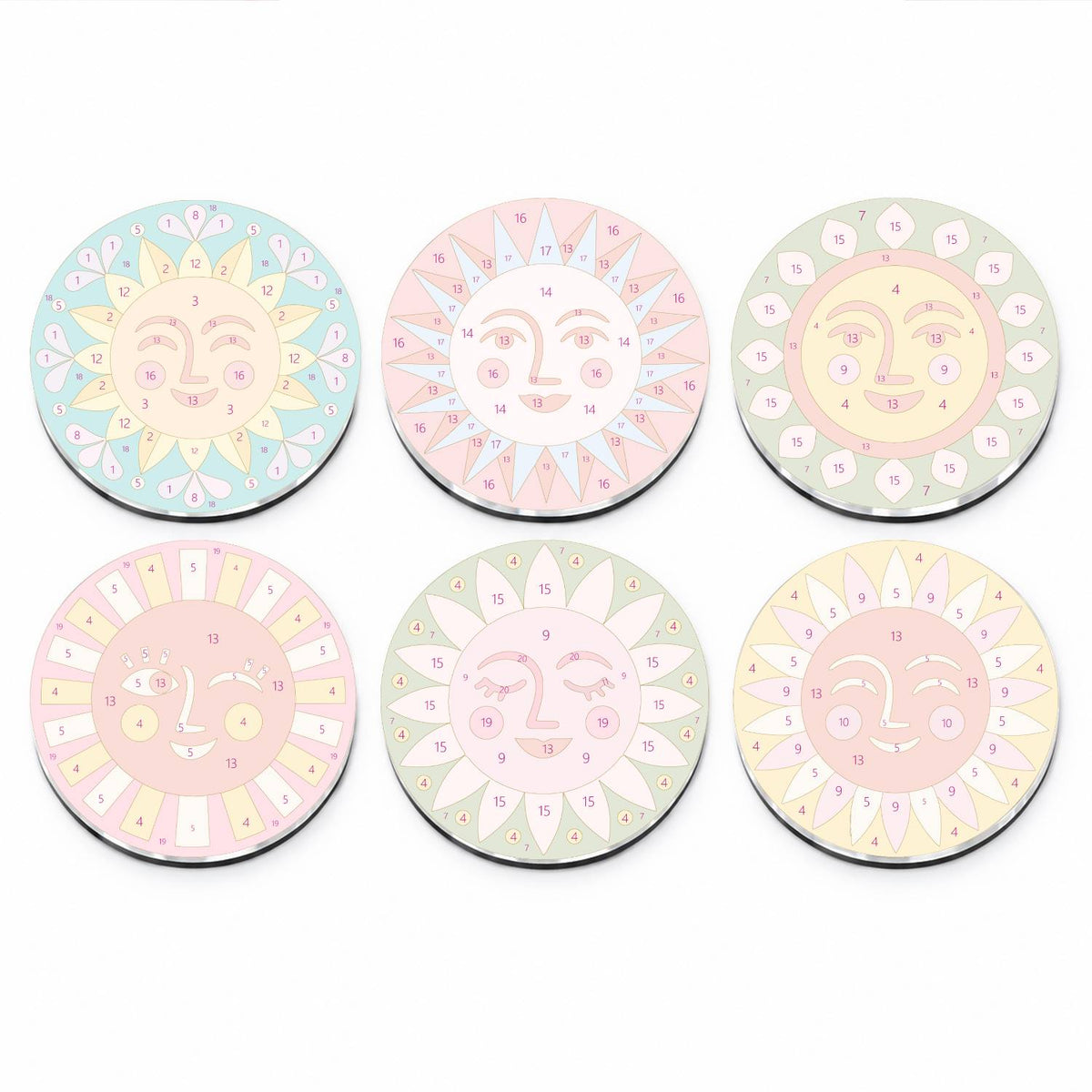 Colourful Sun Faces (Fridge Magnets)