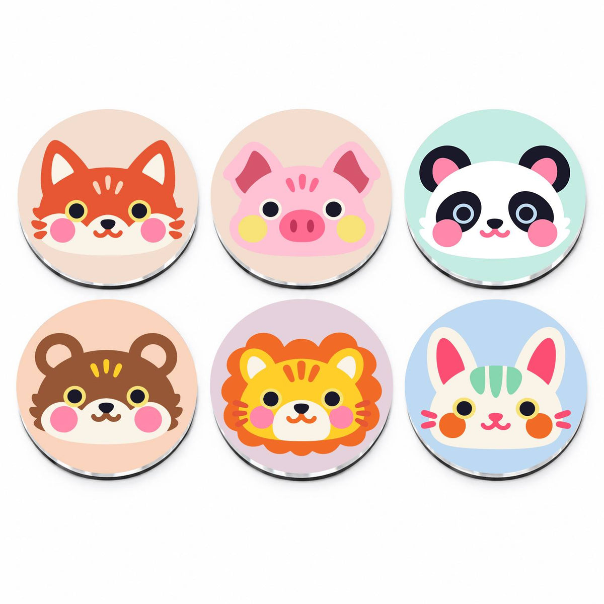 Pastel Animal Faces (Fridge Magnets)