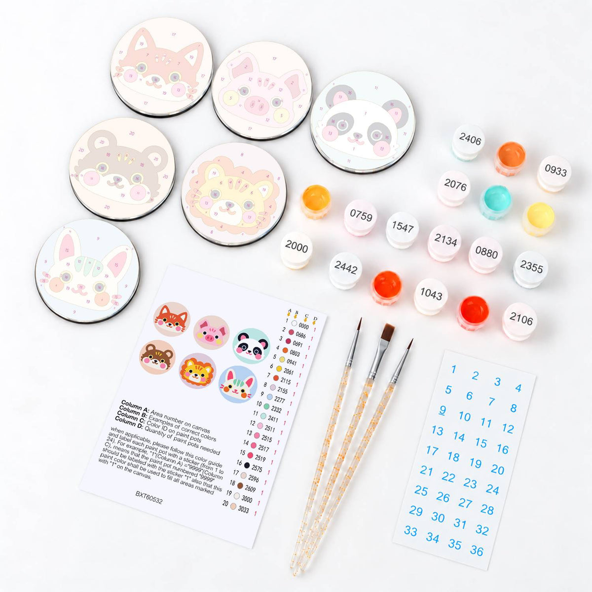 Pastel Animal Faces (Fridge Magnets)