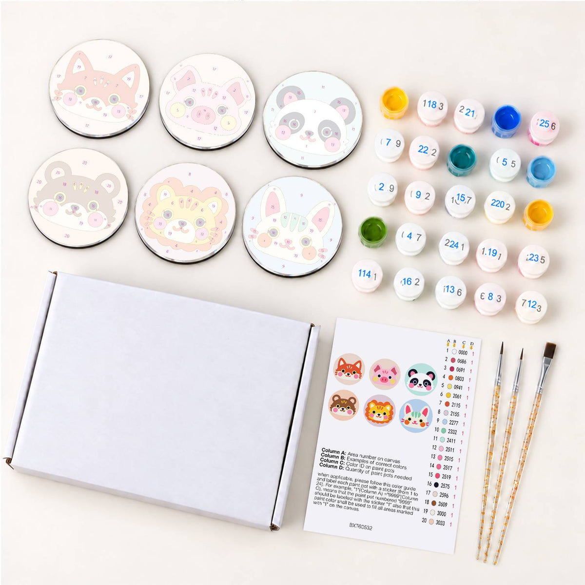 Pastel Animal Faces (Fridge Magnets)