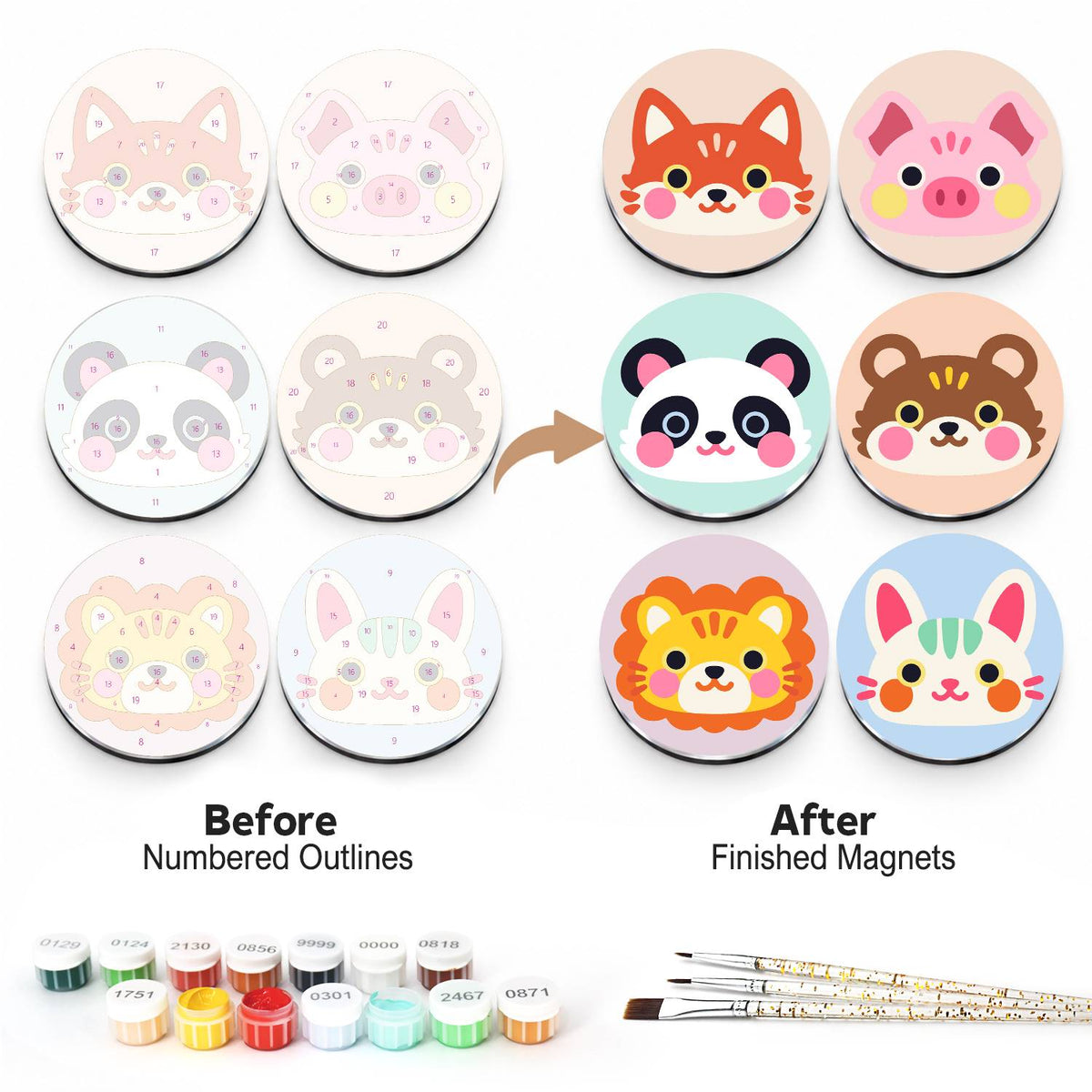 Pastel Animal Faces (Fridge Magnets)