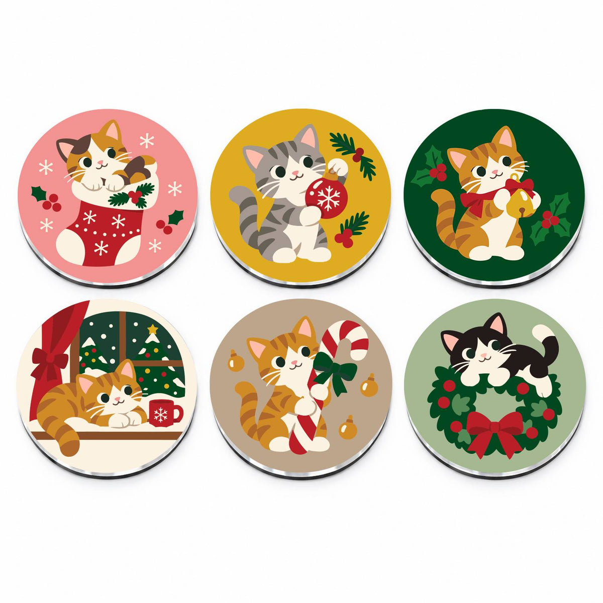 Christmas Cats (Fridge Magnets)
