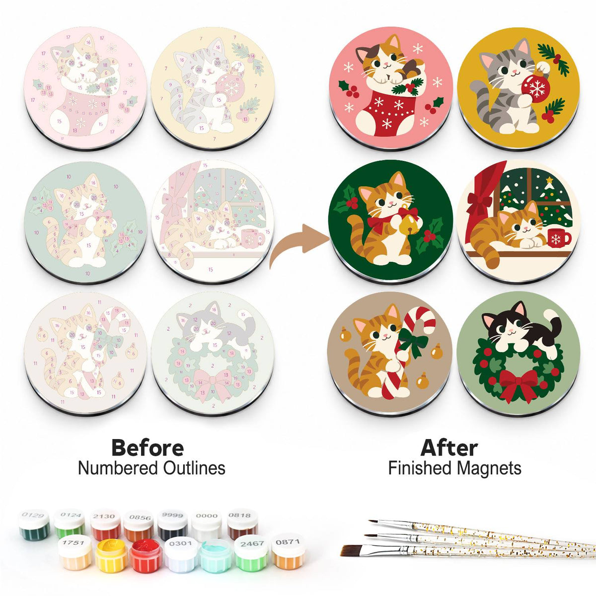 Christmas Cats (Fridge Magnets)