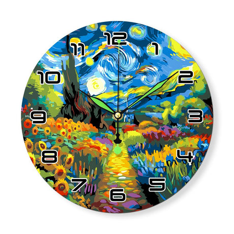 Starry Sunflower Night (Paint by Numbers Clock)