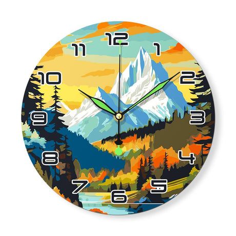 Snowy Mountain View (Paint by Numbers Clock)