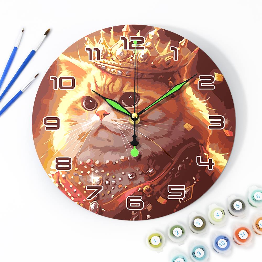 Regal Cat Portrait (Paint by Numbers Clock)