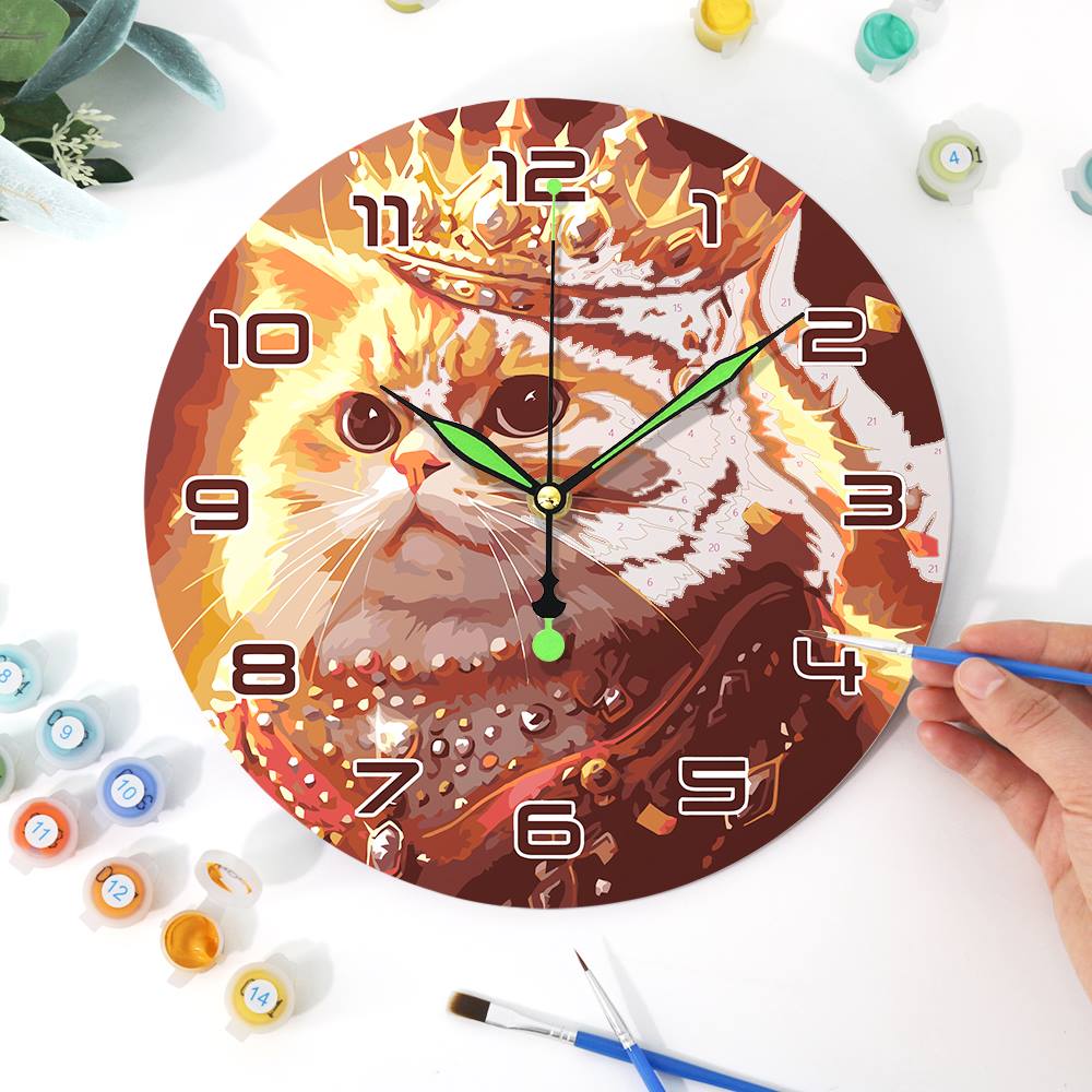 Regal Cat Portrait (Paint by Numbers Clock)