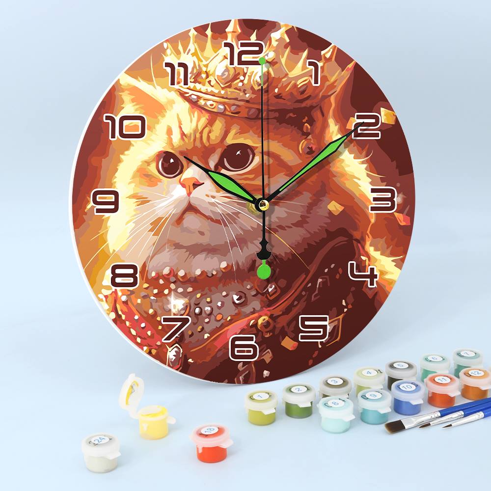 Regal Cat Portrait (Paint by Numbers Clock)