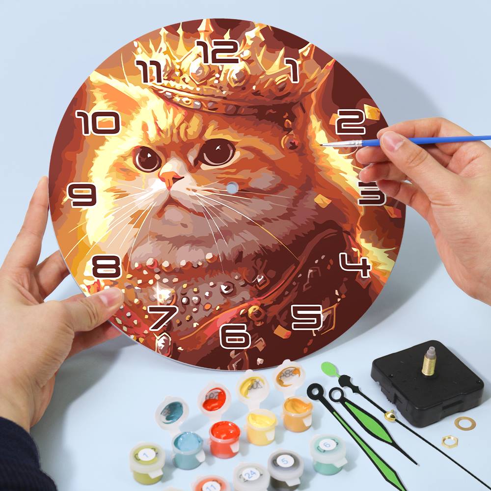 Regal Cat Portrait (Paint by Numbers Clock)