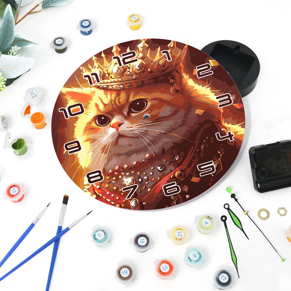 Regal Cat Portrait (Paint by Numbers Clock)