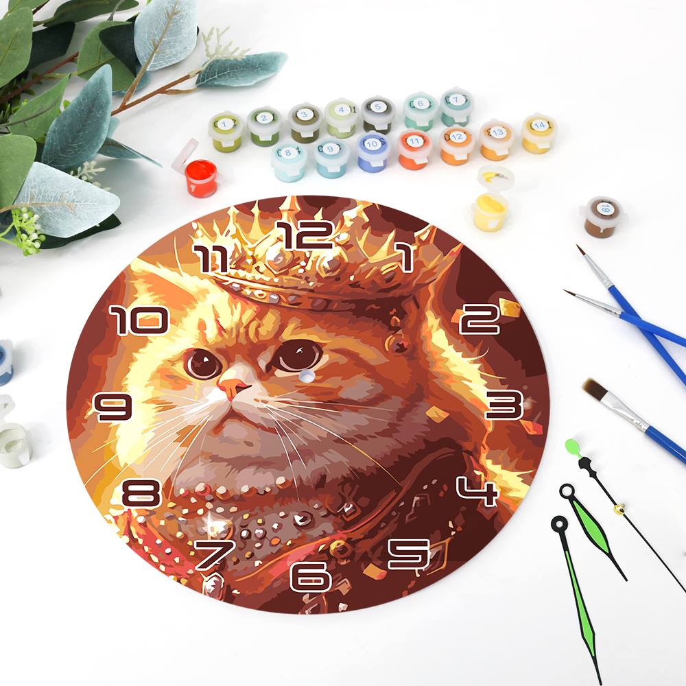 Regal Cat Portrait (Paint by Numbers Clock)