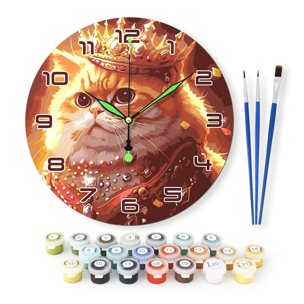 Regal Cat Portrait (Paint by Numbers Clock)