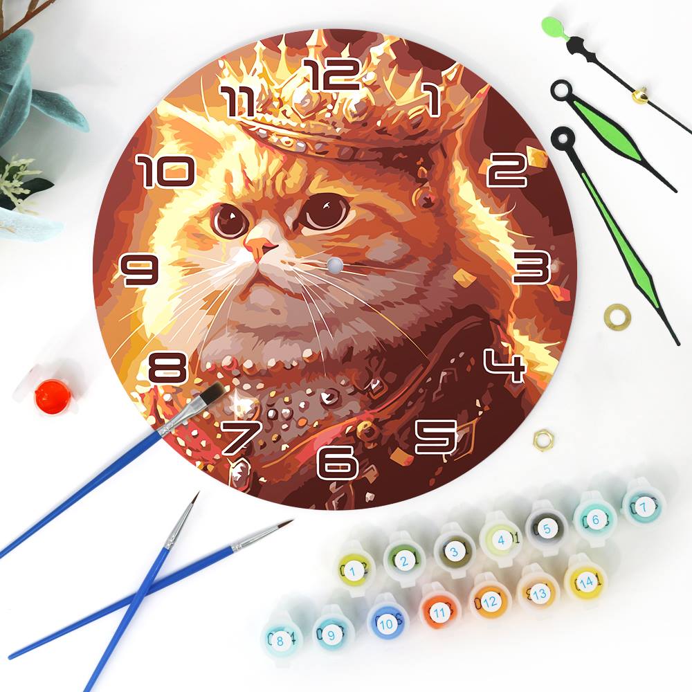 Regal Cat Portrait (Paint by Numbers Clock)