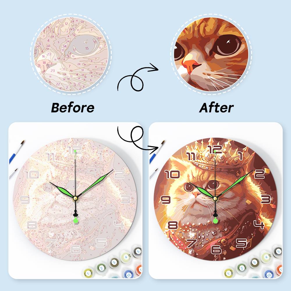 Regal Cat Portrait (Paint by Numbers Clock)