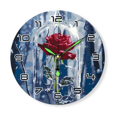 Red Rose in the Rain (Paint by Numbers Clock)