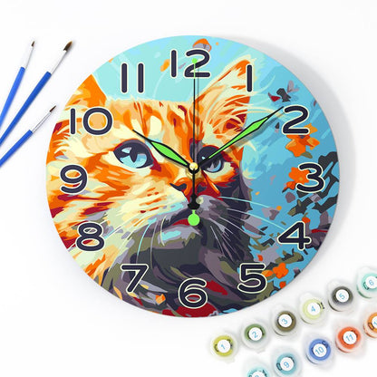 Colourful Cat (Paint by Numbers Clock)