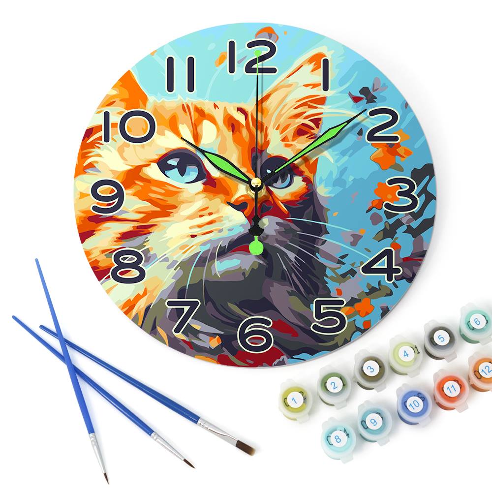 Colourful Cat (Paint by Numbers Clock)