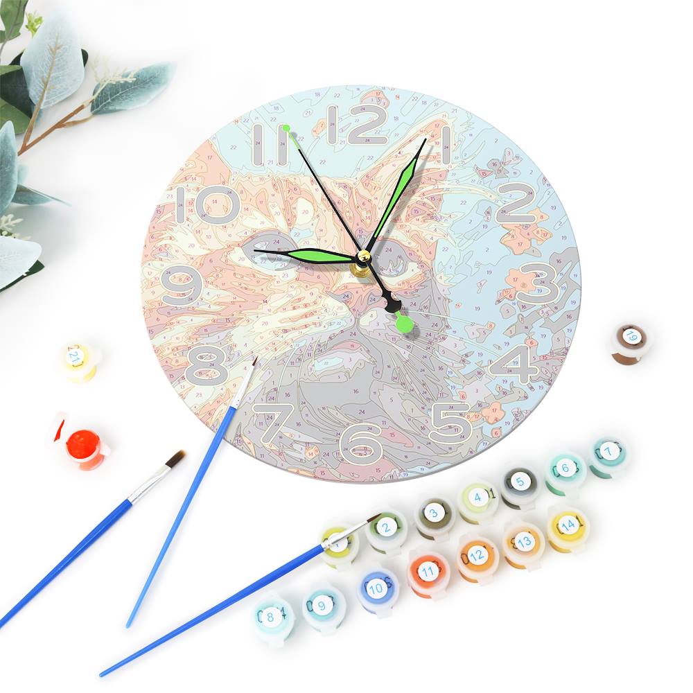 Colourful Cat (Paint by Numbers Clock)