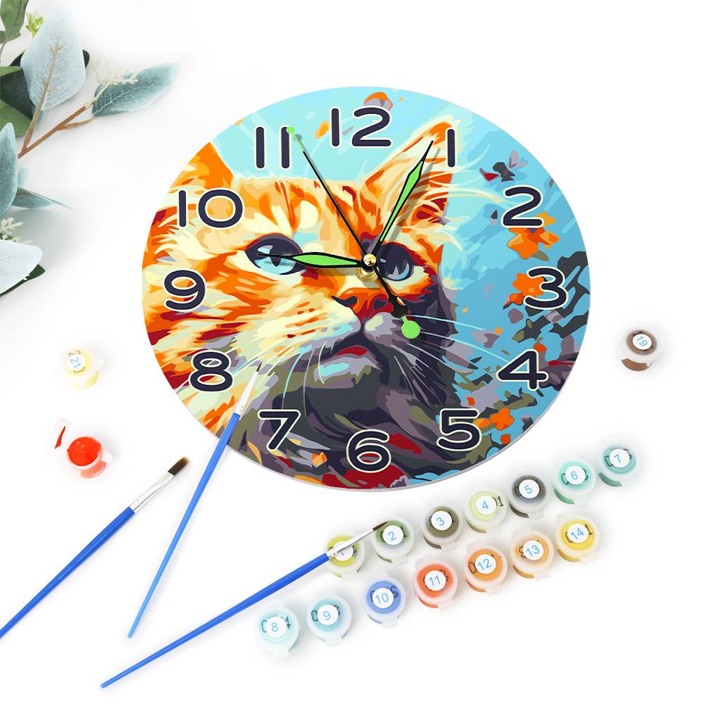 Colourful Cat (Paint by Numbers Clock)