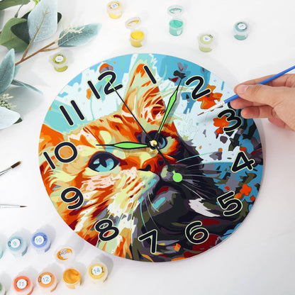 Colourful Cat (Paint by Numbers Clock)
