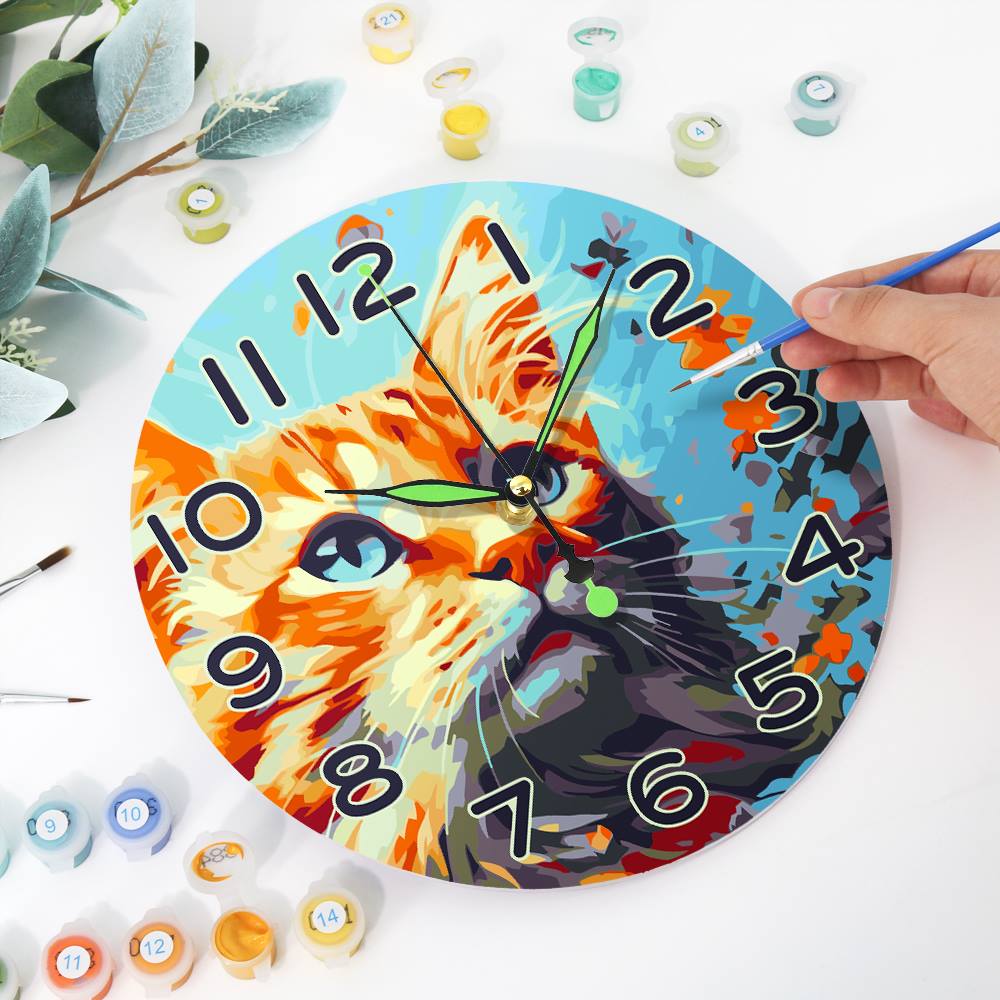 Colourful Cat (Paint by Numbers Clock)