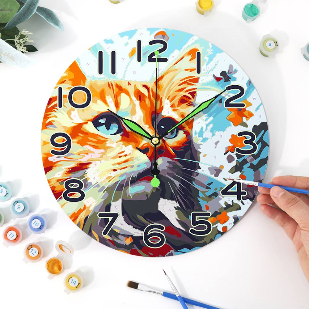 Colourful Cat (Paint by Numbers Clock)