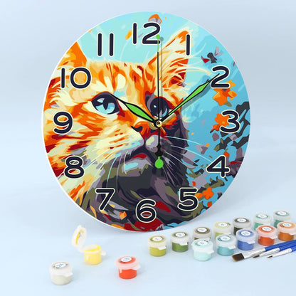 Colourful Cat (Paint by Numbers Clock)