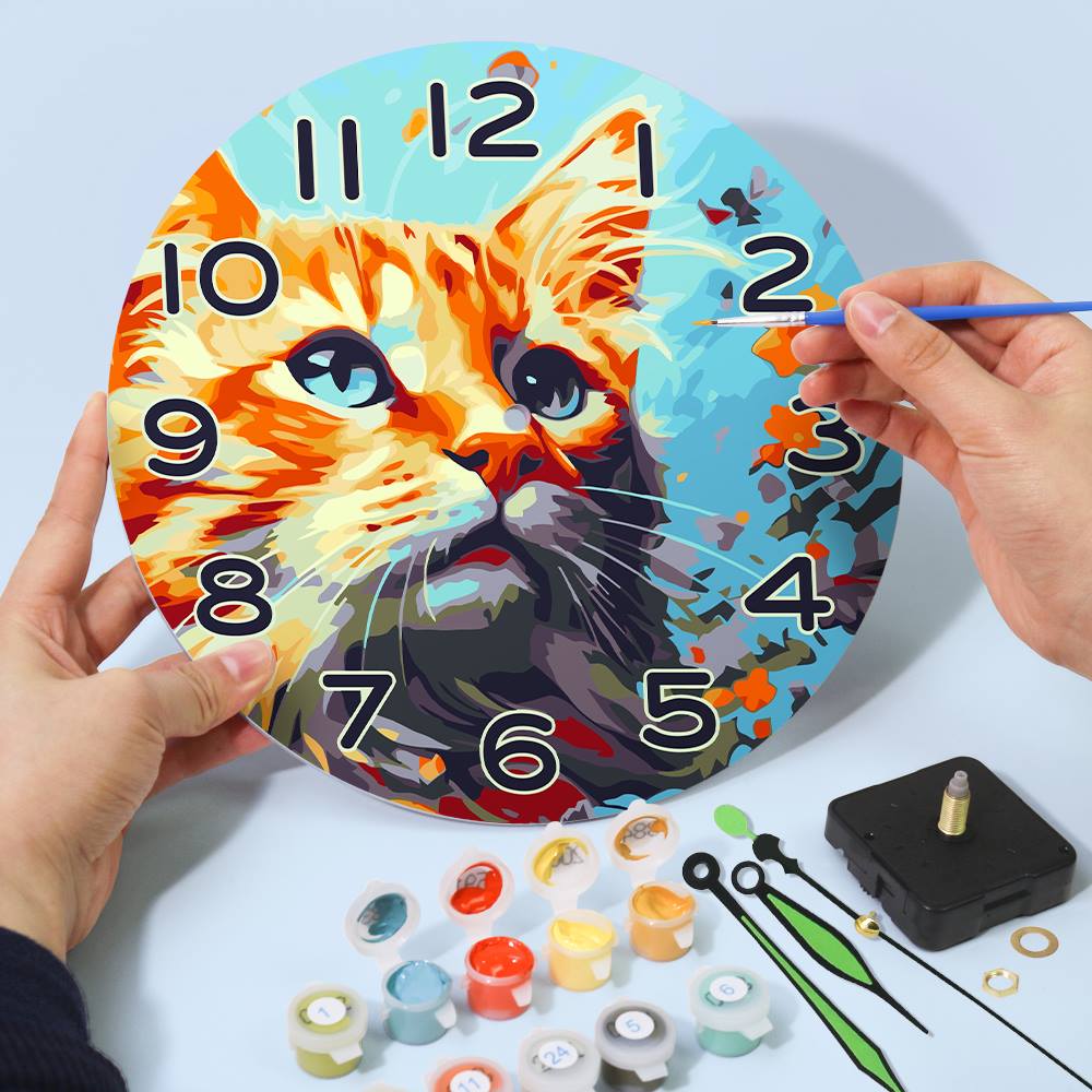 Colourful Cat (Paint by Numbers Clock)
