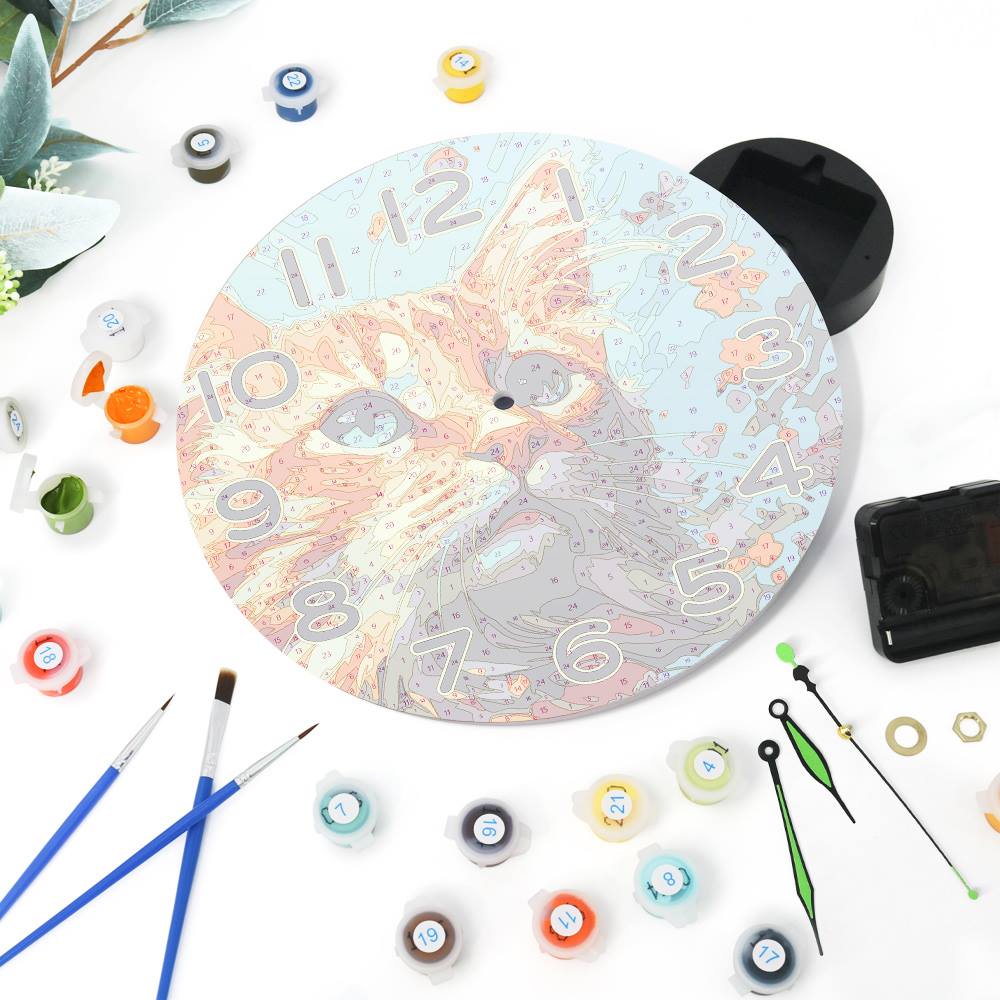 Colourful Cat (Paint by Numbers Clock)