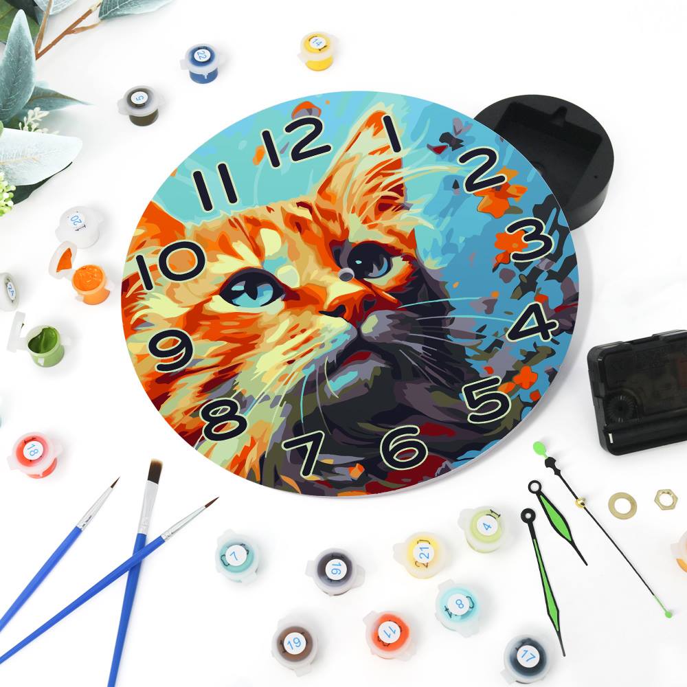 Colourful Cat (Paint by Numbers Clock)